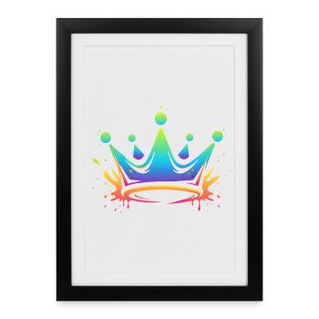 Éclaboussures de couronnes arc-en-ciel - Affiche encadrée (27 × 37 cm) - noir - Devant