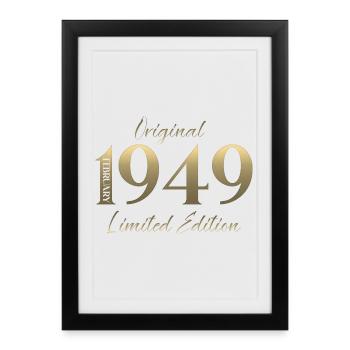 77e anniversaire février 1949 Millésime - Affiche encadrée (27 × 37 cm) - noir - Devant
