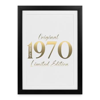 56e anniversaire février 1970 Vintage Vintage - Affiche encadrée (27 × 37 cm) - noir - Devant