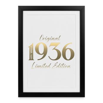 90e anniversaire février 1936 Millésime - Affiche encadrée (27 × 37 cm) - noir - Devant