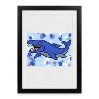 Mosasaurus Dino - Affiche encadrée (27 × 37 cm) - noir - Devant