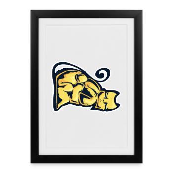 Fish, a drawn word - Framed poster (27 × 37 cm) - black - Front