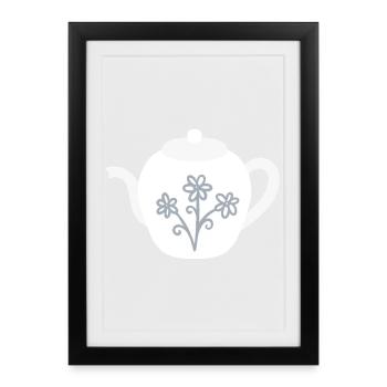 Floral Teapot Bloom - Framed poster (27 × 37 cm) - black - Front