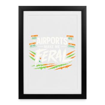 Travel anxiety humor, airport chaos, flying is - Framed poster (27 × 37 cm) - black - Front