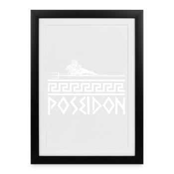 Dieu grec de la mer (blanc) - Affiche encadrée (27 × 37 cm) - noir - Devant