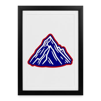 Montagnes Symbole des Alpes - Affiche encadrée (27 × 37 cm) - noir - Devant