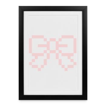 Nœud Pixel Rose - Affiche encadrée (27 × 37 cm) - noir - Devant