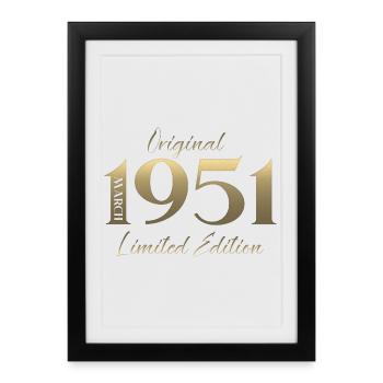 Cadeau du 75e anniversaire Mari Femme Mars 1951 - Affiche encadrée (27 × 37 cm) - noir - Devant