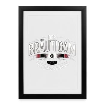 Marié Dernier jeu avant le mariage Enterrement de vie de garçon - Affiche encadrée (27 × 37 cm) - noir - Devant
