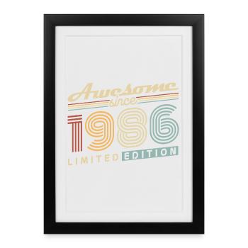 Cadeau de 40e anniversaire 1986 Vintage Rétro - Affiche encadrée (27 × 37 cm) - noir - Devant