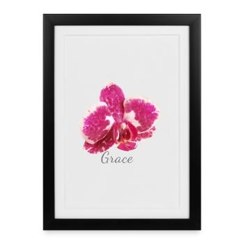 Bordeaux Orchid Macro - Grace Elegance - Framed poster (27 × 37 cm) - black - Front