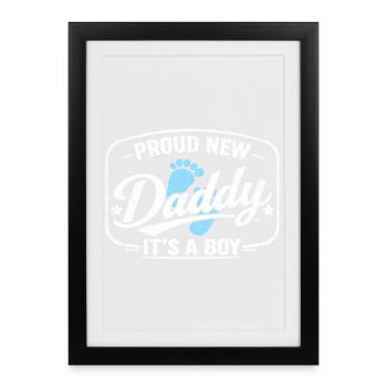 Expectant dad & father, birth son boy - Framed poster (27 × 37 cm) - black - Front