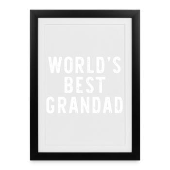 World's Best Grandad Distressed White - Framed poster (27 × 37 cm) - black - Front