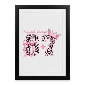 13th Birthday Shirt Funny Meme 67 Birthday 13 - Affiche encadrée (27 × 37 cm) - noir - Devant