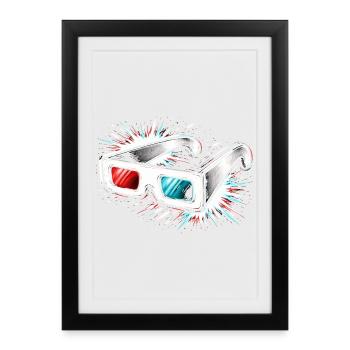 3D Glasses Retro Cinema Design - Framed poster (27 × 37 cm) - black - Front
