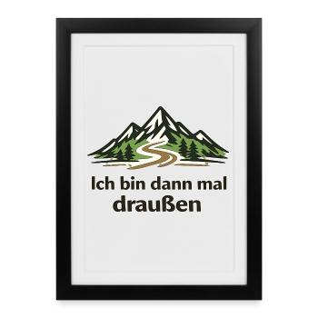 Bergpfad Abenteuer Outdoor - Gerahmtes Poster (27 × 37 cm) - Schwarz - Vorne