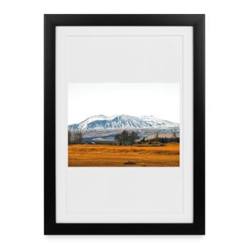 Snowy Mountain Fieldscape in Iceland - Framed poster (27 × 37 cm) - black - Front