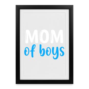Maman de garçons - Meilleure maman - Fête des mères - Affiche encadrée (27 × 37 cm) - noir - Devant