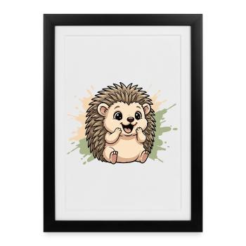 Cuddly hedgehog on pastel spritz - Framed poster (27 × 37 cm) - black - Front