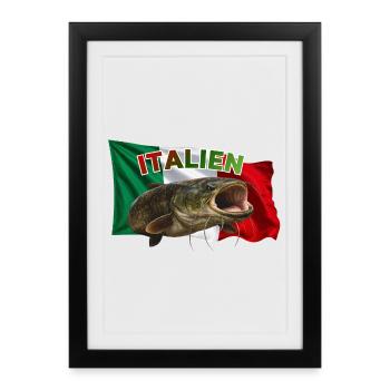 Wels Angeln Italien - Po Monster - Gerahmtes Poster (27 × 37 cm) - Schwarz - Vorne