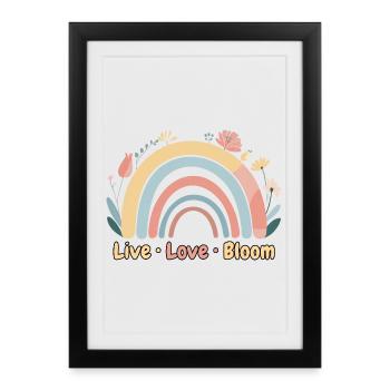 Pastel Floral Rainbow - Live Love Bloom - Framed poster (27 × 37 cm) - black - Front