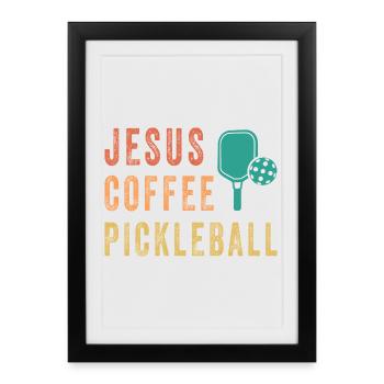 Jesus Coffee Pickleball - Affiche encadrée (27 × 37 cm) - noir - Devant