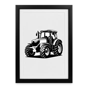 Tractor / Tractor / Tractor (2-color) - Framed poster (27 × 37 cm) - black - Front