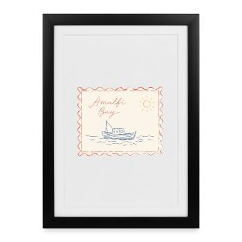 Croquis du bateau de la baie d’Amalfi - Affiche encadrée (27 × 37 cm) - noir - Devant