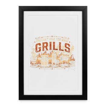 Barbecue Humour Papa Grillades Été Cadeau - Affiche encadrée (27 × 37 cm) - noir - Devant