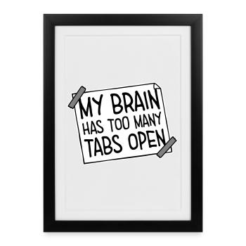 Mon cerveau a trop d’onglets ouverts Lustig Grübeln - Affiche encadrée (27 × 37 cm) - noir - Devant