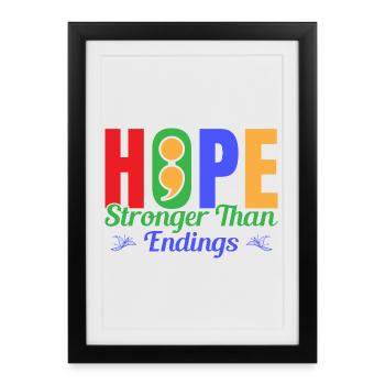Point-virgule Prévention du suicide Espoir Plus fort Semi - Affiche encadrée (27 × 37 cm) - noir - Devant
