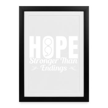 Point-virgule Espoir Plus fort Point-virgule - Affiche encadrée (27 × 37 cm) - noir - Devant