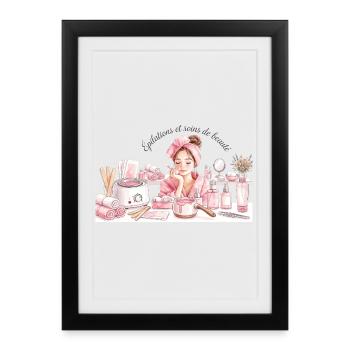 Rituel Spa Rose - soins beauté - Affiche encadrée (27 × 37 cm) - noir - Devant