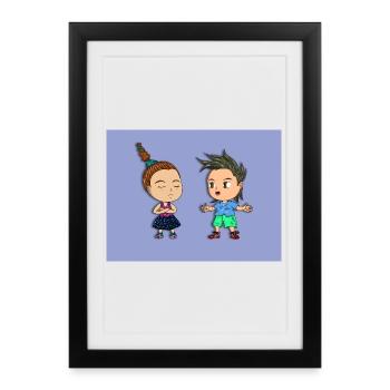 an entertaining anime-style conversation - Framed poster (27 × 37 cm) - black - Front