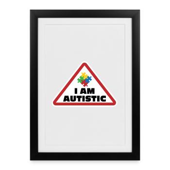 I am Autistic: Puzzle Icon Design - Framed poster (27 × 37 cm) - black - Front