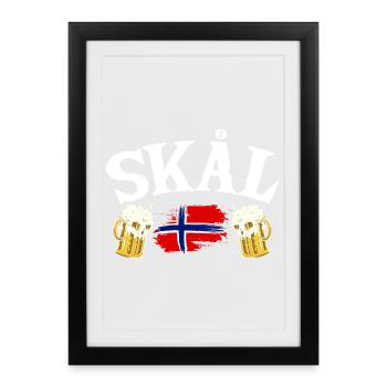 Vacances en Norvège dans les fjords de Norge Voyage en Scandinavie - Affiche encadrée (27 × 37 cm) - noir - Devant