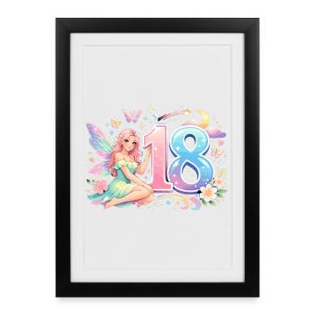 18th Birthday Elf – Retro Pastel Promotional Print - Framed poster (27 × 37 cm) - black - Front