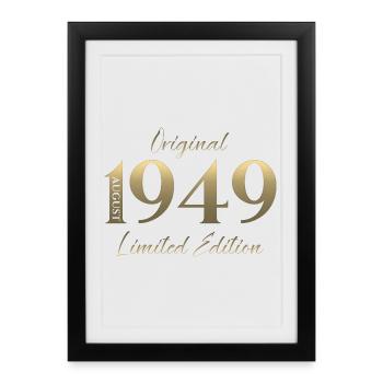 Don du 77e anniversaire Original août 1949 - Affiche encadrée (27 × 37 cm) - noir - Devant