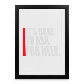 It's Okay To Ask For Help Help Questions Saying Logo - Framed poster (27 × 37 cm) - black - Front