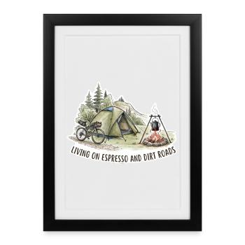 Leben auf Espresso- und Schotterstraßen - Gerahmtes Poster (27 × 37 cm) - Schwarz - Vorne