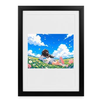 Rêves d’été sur la prairie fleurie - Affiche encadrée (27 × 37 cm) - noir - Devant