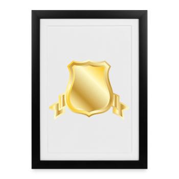 Emblème du Bouclier d’Or, Emblème vierge, Héraldique de luxe B - Affiche encadrée (27 × 37 cm) - noir - Devant