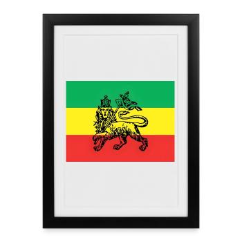 Haile Selassie I Jah Rastafari Rasta Reggae Racines - Affiche encadrée (27 × 37 cm) - noir - Devant