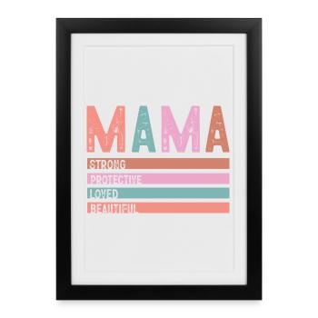 Maman Forte Protectrice Aimée - Affiche encadrée (27 × 37 cm) - noir - Devant