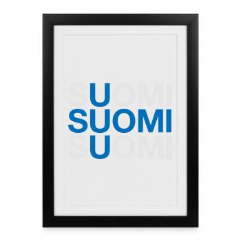 FINLANDE Suomi Drapeau finlandais - Affiche encadrée (27 × 37 cm) - noir - Devant