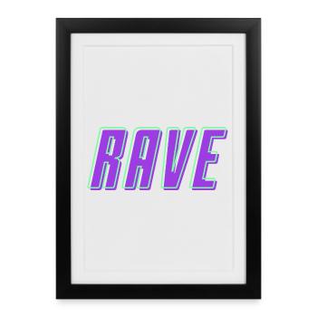 Retro 80's 90's Rave Lettering - Framed poster (27 × 37 cm) - black - Front