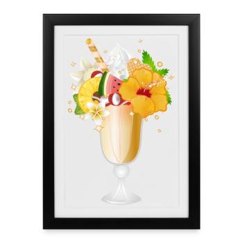 Un délicieux sundae tropical pour les amateurs de glace - Affiche encadrée (27 × 37 cm) - noir - Devant