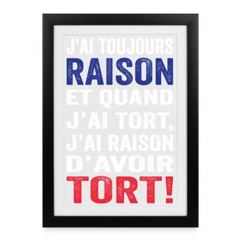 J'ai toujours raison et j'ai raison d'avoir tort - Affiche encadrée (27 × 37 cm) - noir - Devant