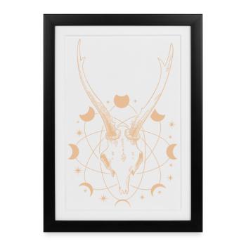 Occult Lunar Cycle Antlers Goth - Framed poster (27 × 37 cm) - black - Front