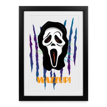 Regarder des films d’horreur avec un masque d’horreur effrayant - Affiche encadrée (27 × 37 cm) - noir - Devant